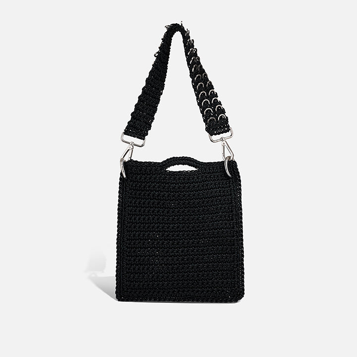 THE PITA BAG — hand-crocheted leather crossbody bag, front view | PROVE'M WRONG